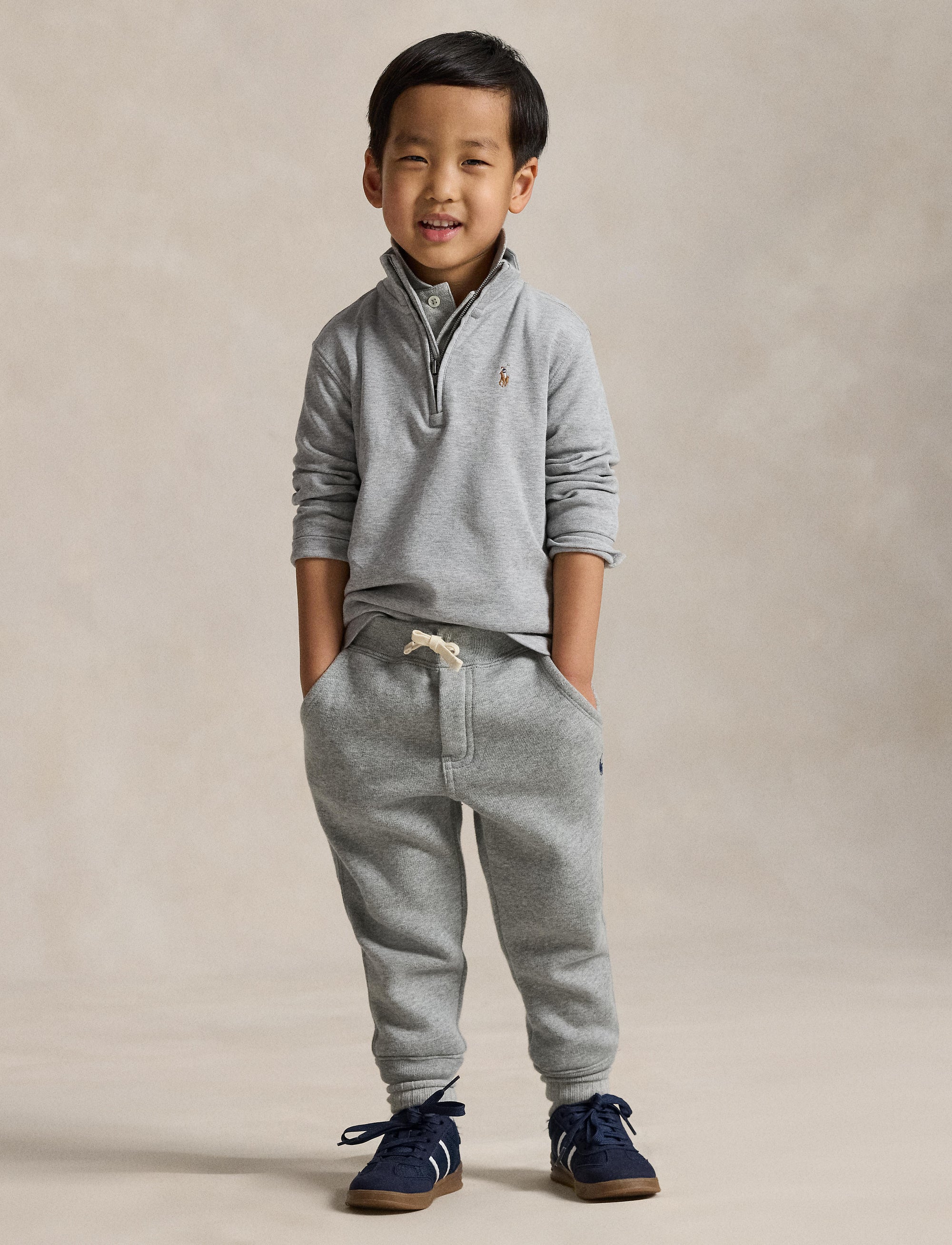 Pull demi-zippé en coton interlock - Andover Heather