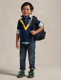 Polo universitaire en piqué de coton - Refined Navy