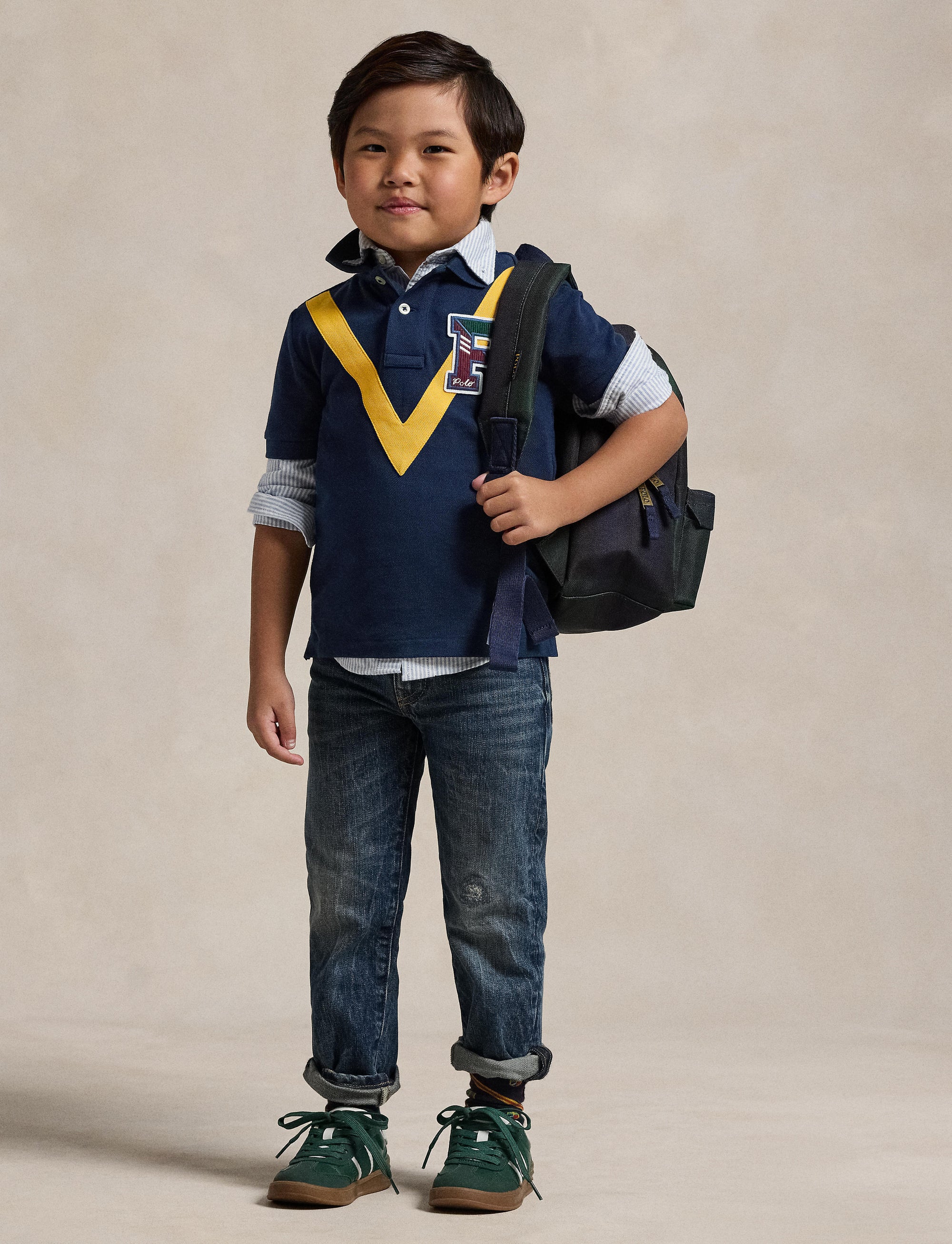 Polo universitaire en piqué de coton - Refined Navy