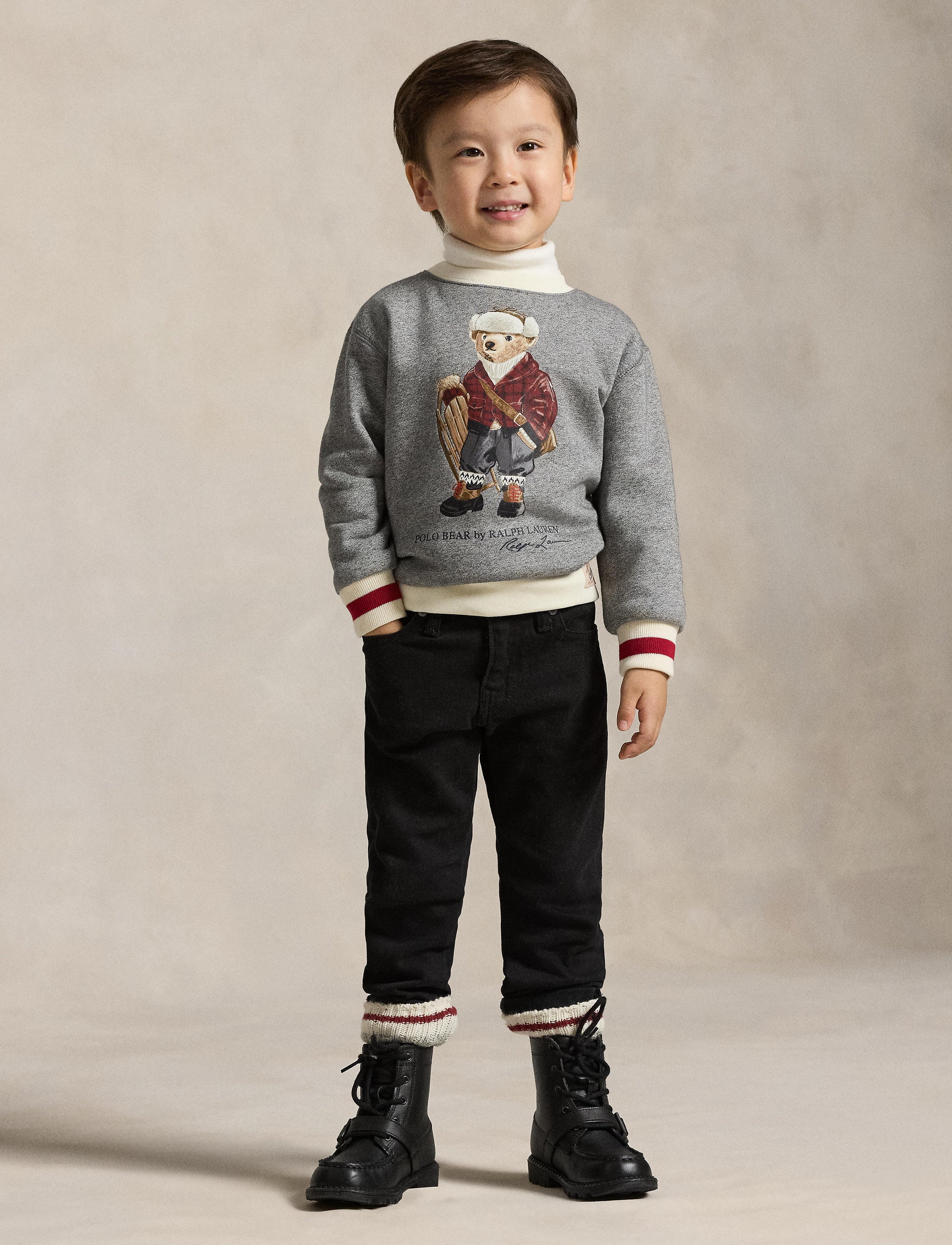 Bear fleece polo shirt - Bear Vintage Pepper Heather