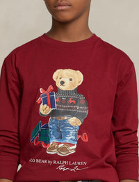 T-shirt Polo Bear manches longues - Holiday Red Gift Bear