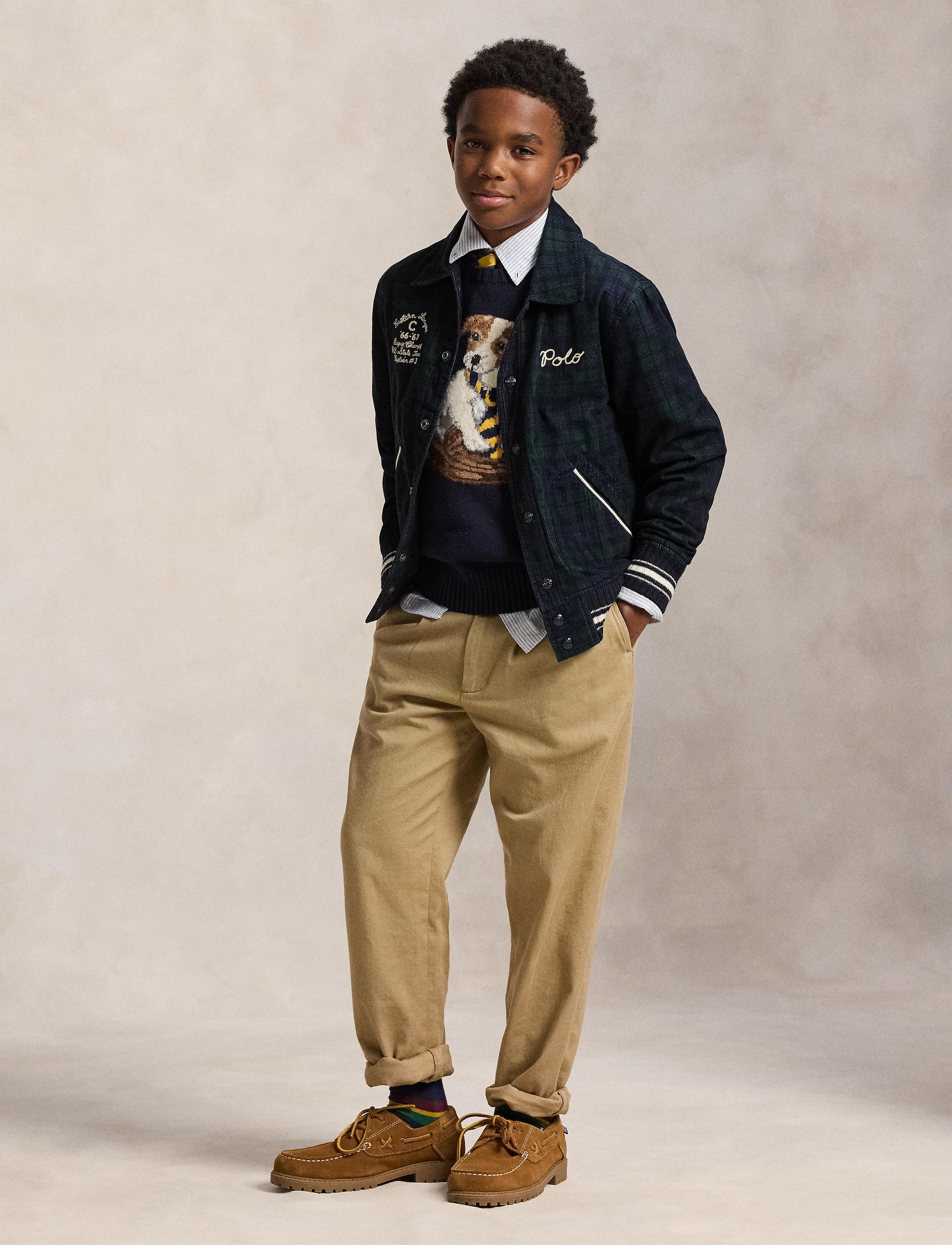 Corduroy tartan jacket - Navy, Pine & Multicolour