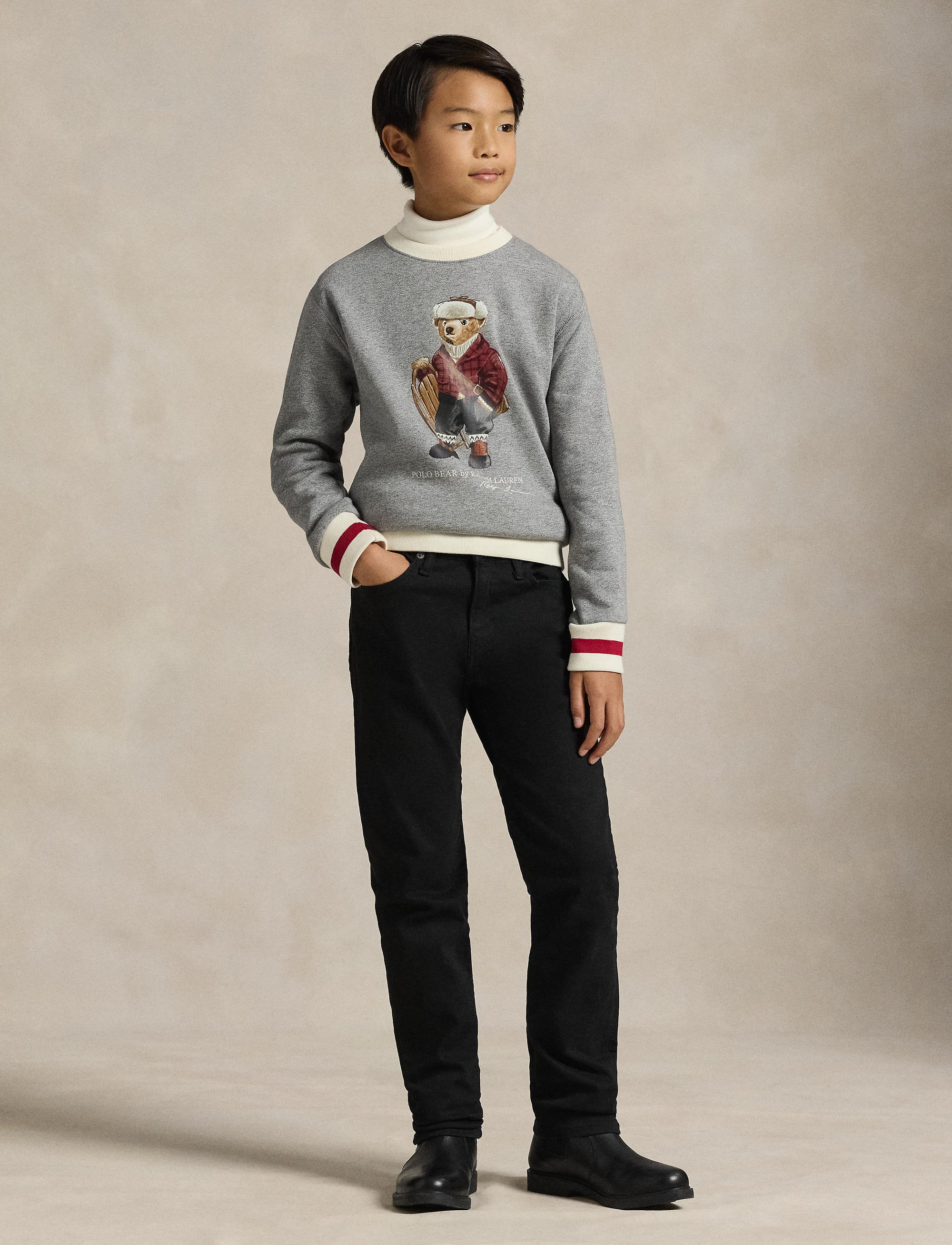 Sweat Polo Bear en molleton - Bear Vintage Pepper Heather