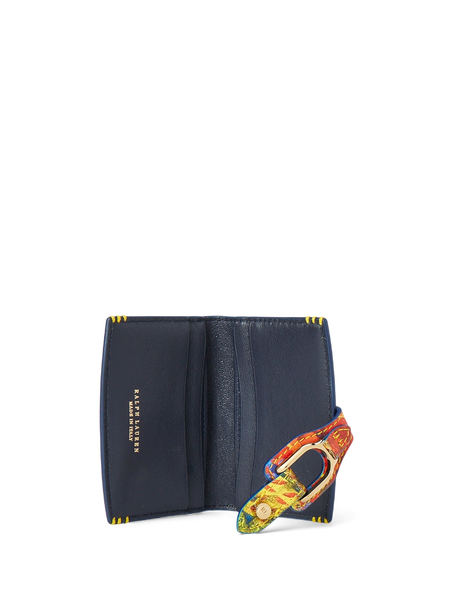 Porte-cartes à motif fleuri en cuir - Multicolore