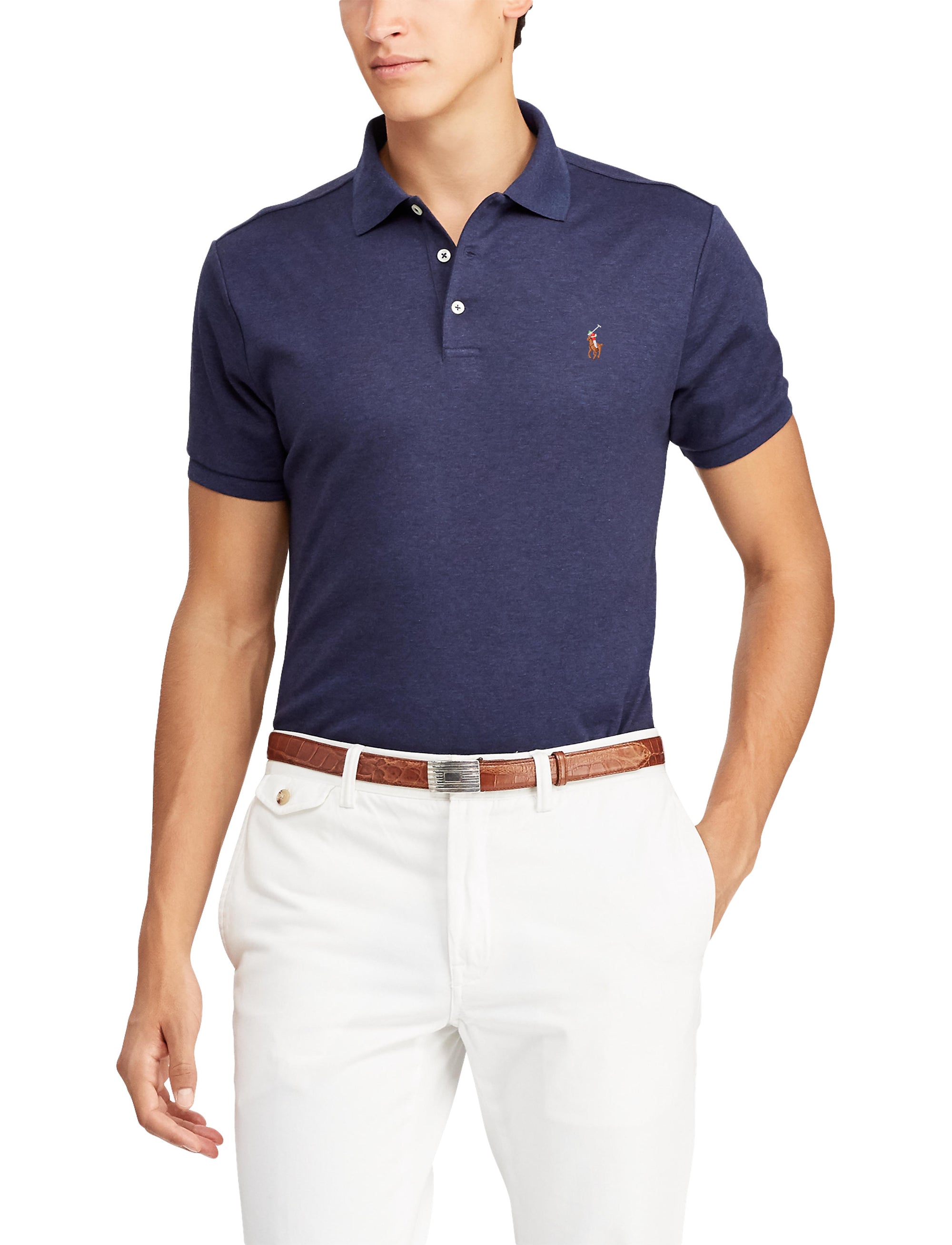 Polo en coton doux coupe ajustée - Spring Navy Heather
