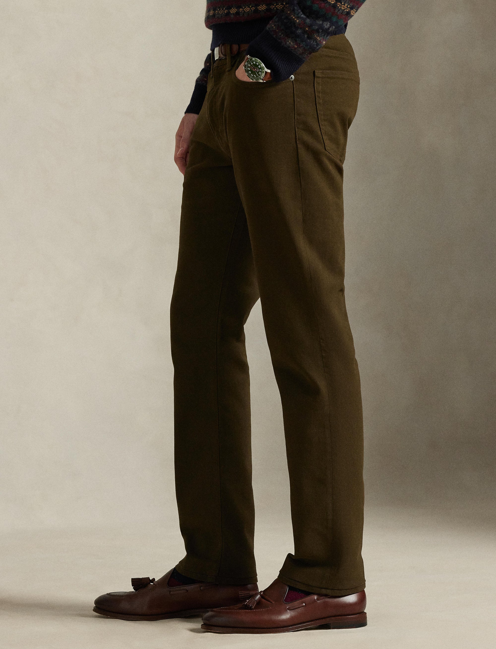 Pantalon slim droit Varick en sergé stretch - Dark Brown