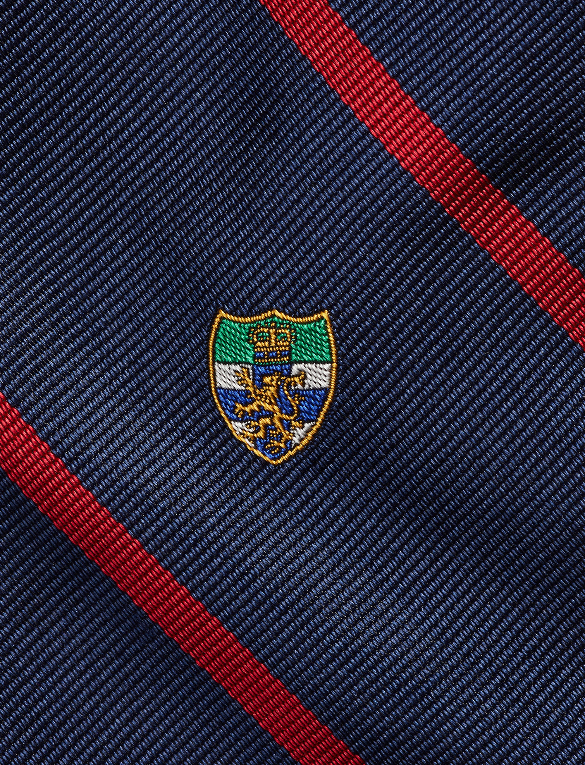 Cravate club rayée en soie - Navy & Red