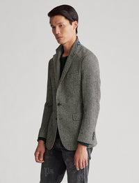 Blazer Polo à chevrons en laine - Black & Cream