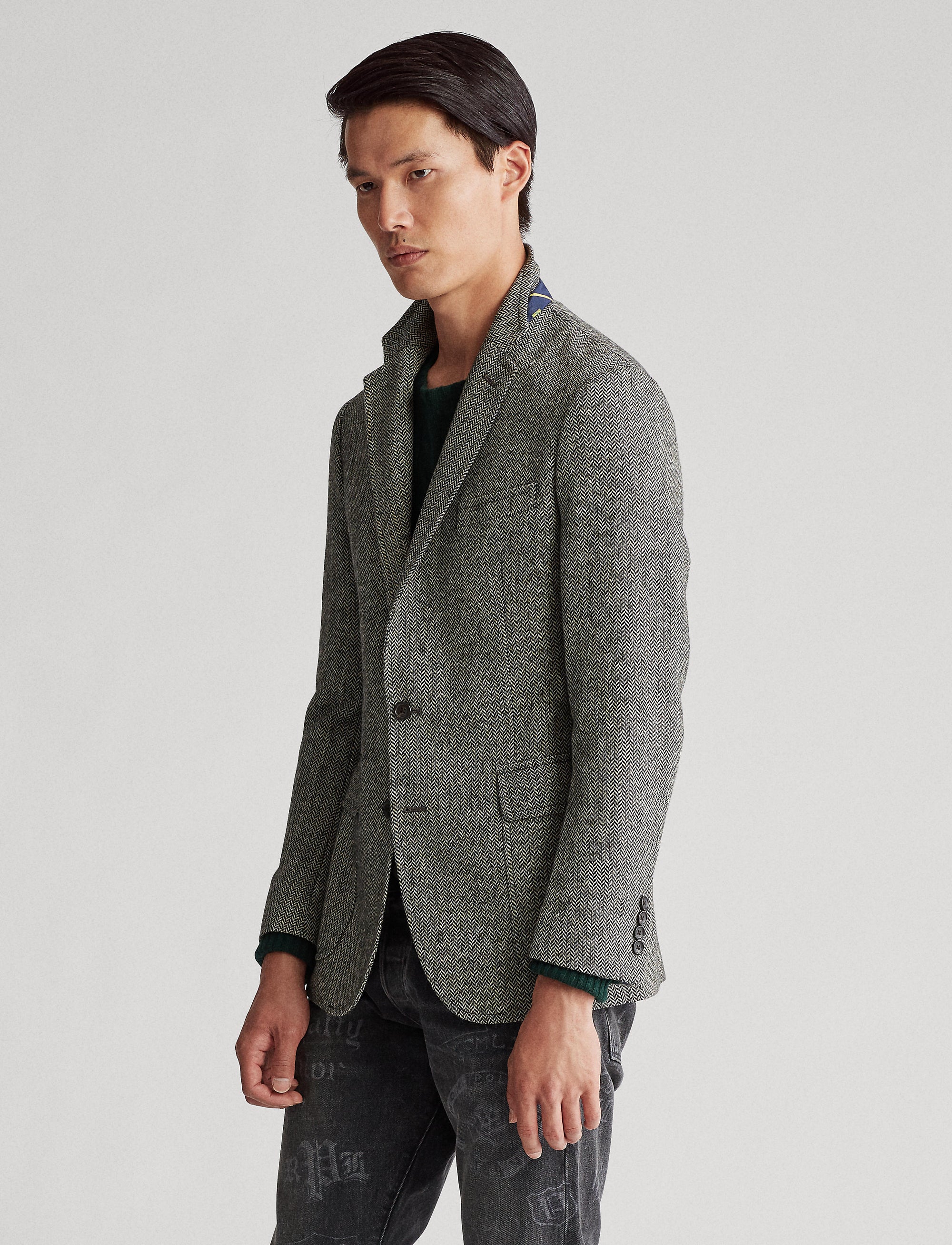 Blazer Polo à chevrons en laine - Black & Cream