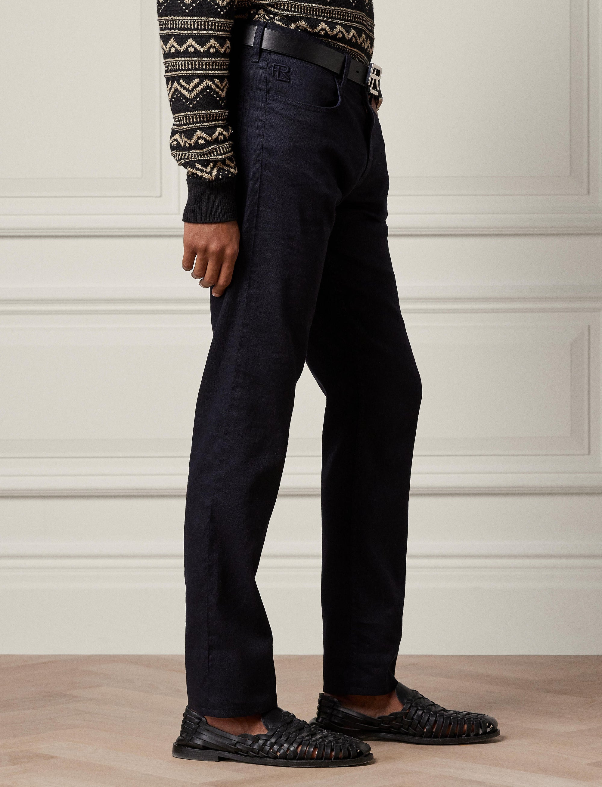 Jean coupe slim en lin et coton stretch - Classic Chairman Navy