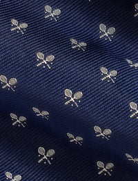 Cravate motif raquettes en soie - Navy