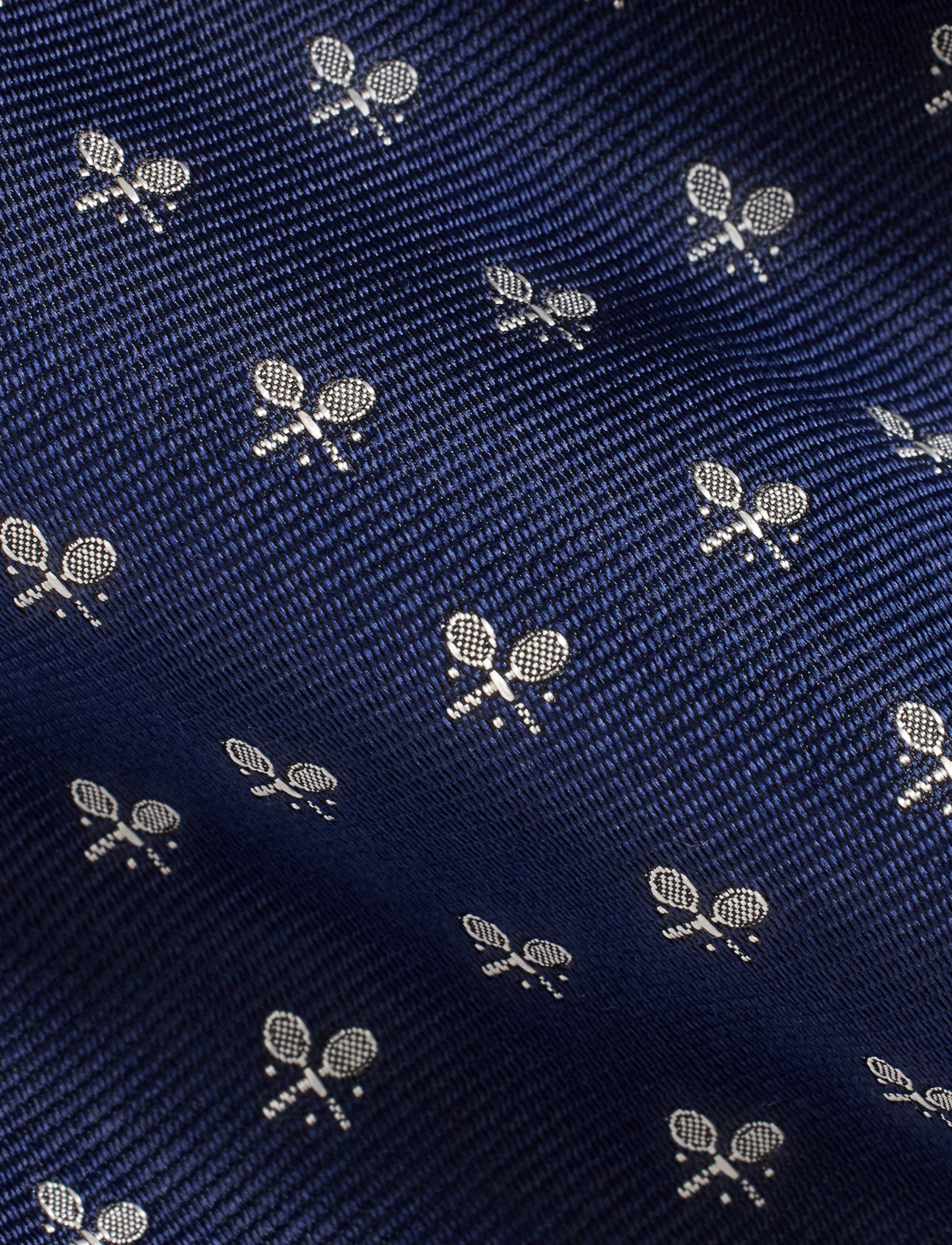 Cravate motif raquettes en soie - Navy