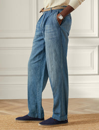 Pantalon à poches en lin - Indigo