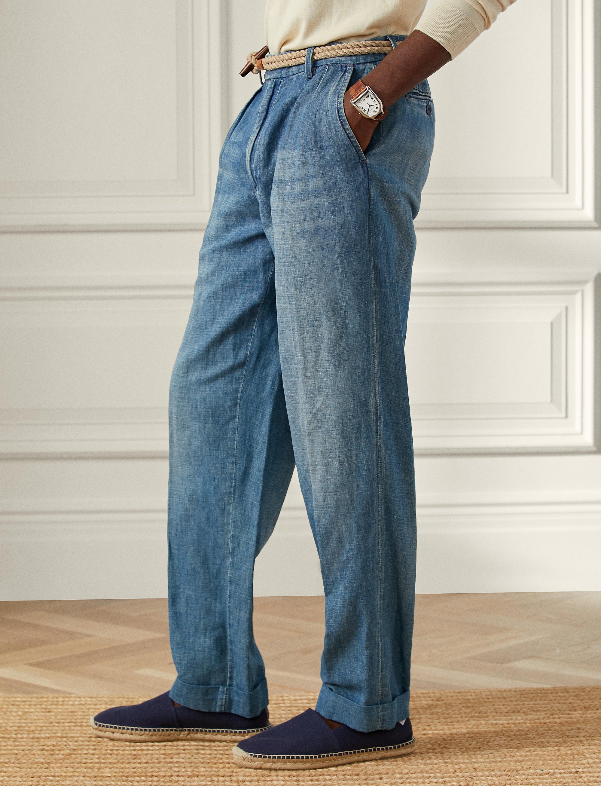 Pantalon à poches en lin - Indigo