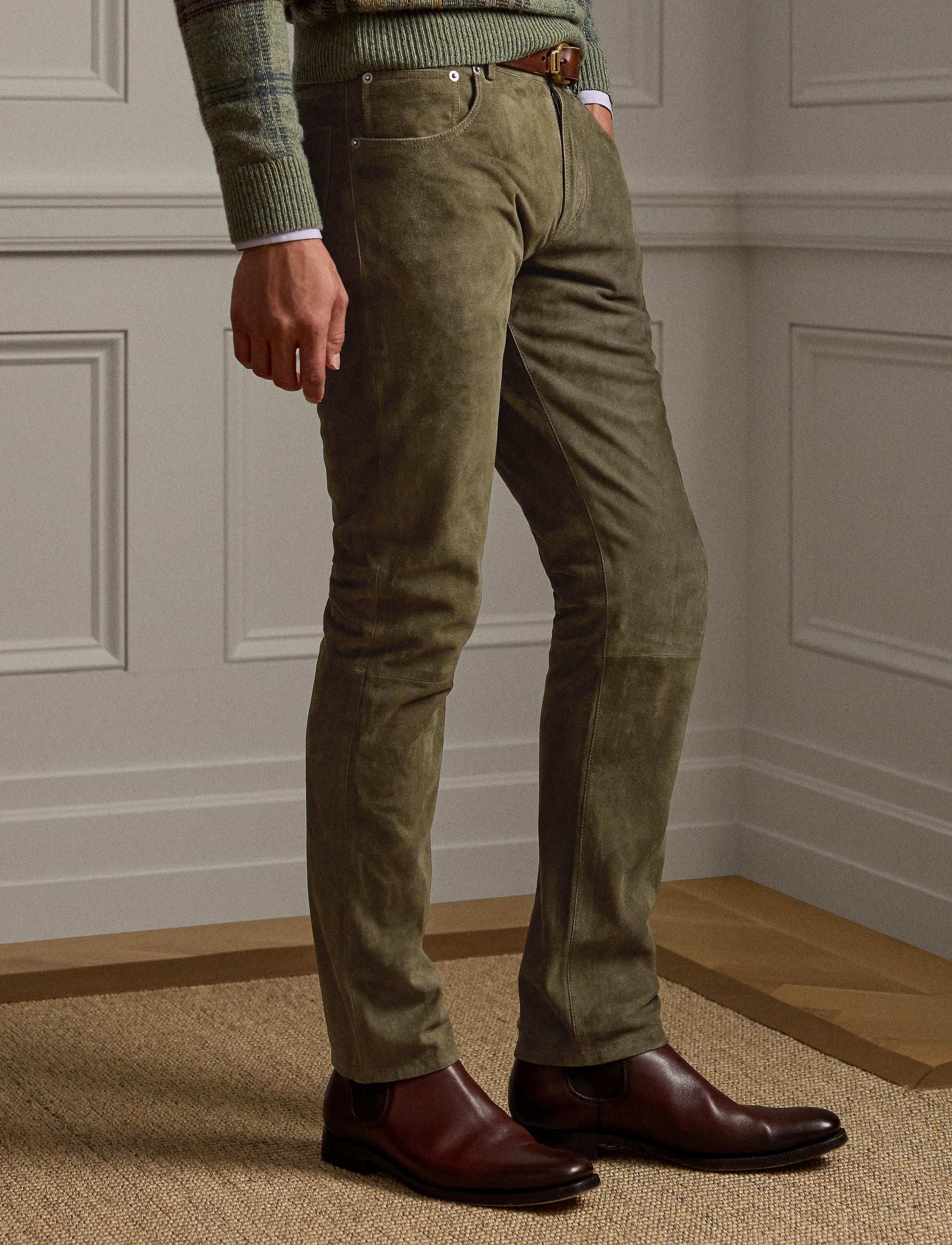 Pantalon cinq poches en daim - Thicket Moss