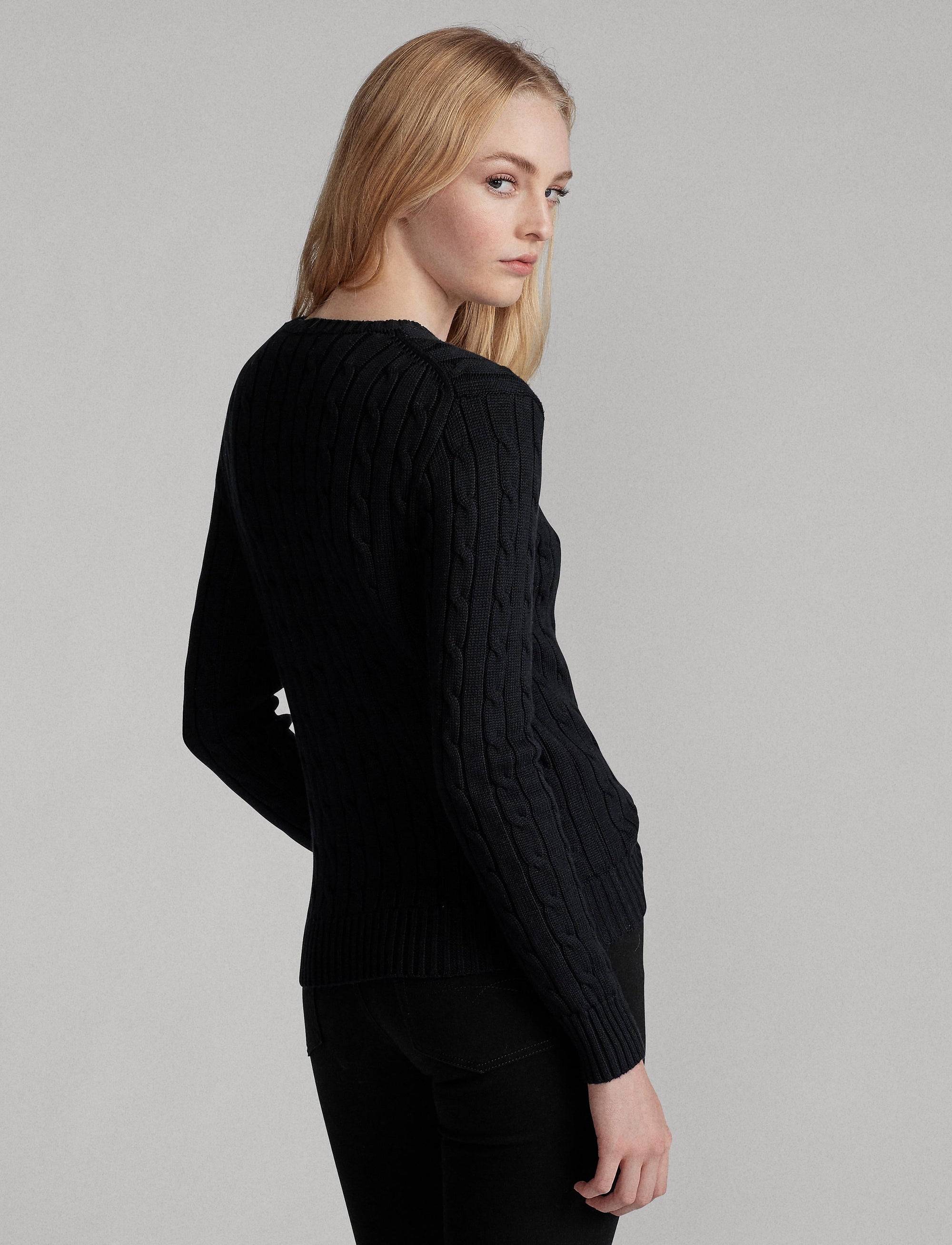 Cotton cable jumper - Polo Black
