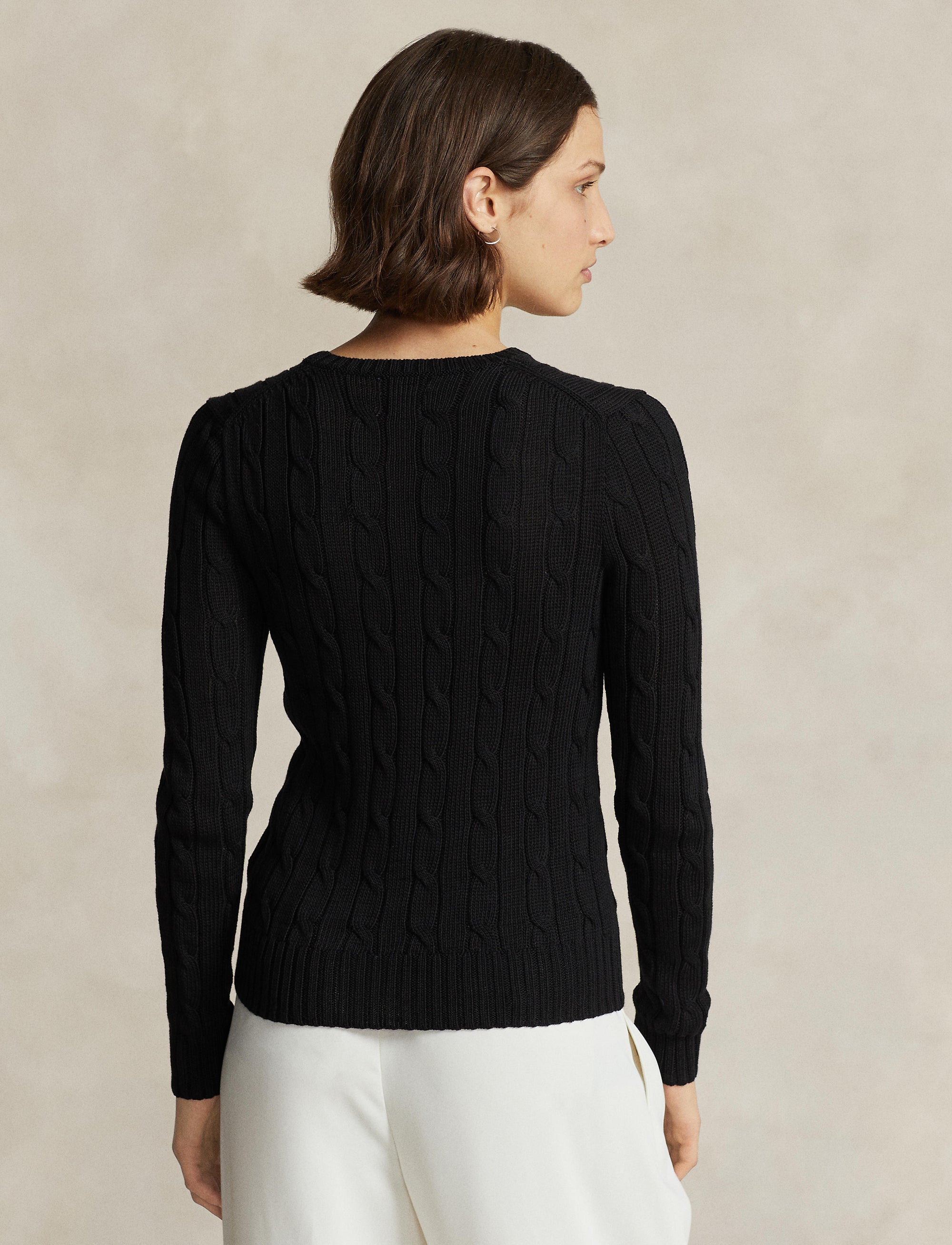 Fitted cable jumper - Polo Black & White Pp