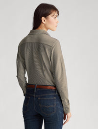Chemise rayée à manches longues - Expedition Olive & White