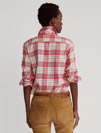 Tartan cotton twill shirt - Faded Red & Cream Plaid