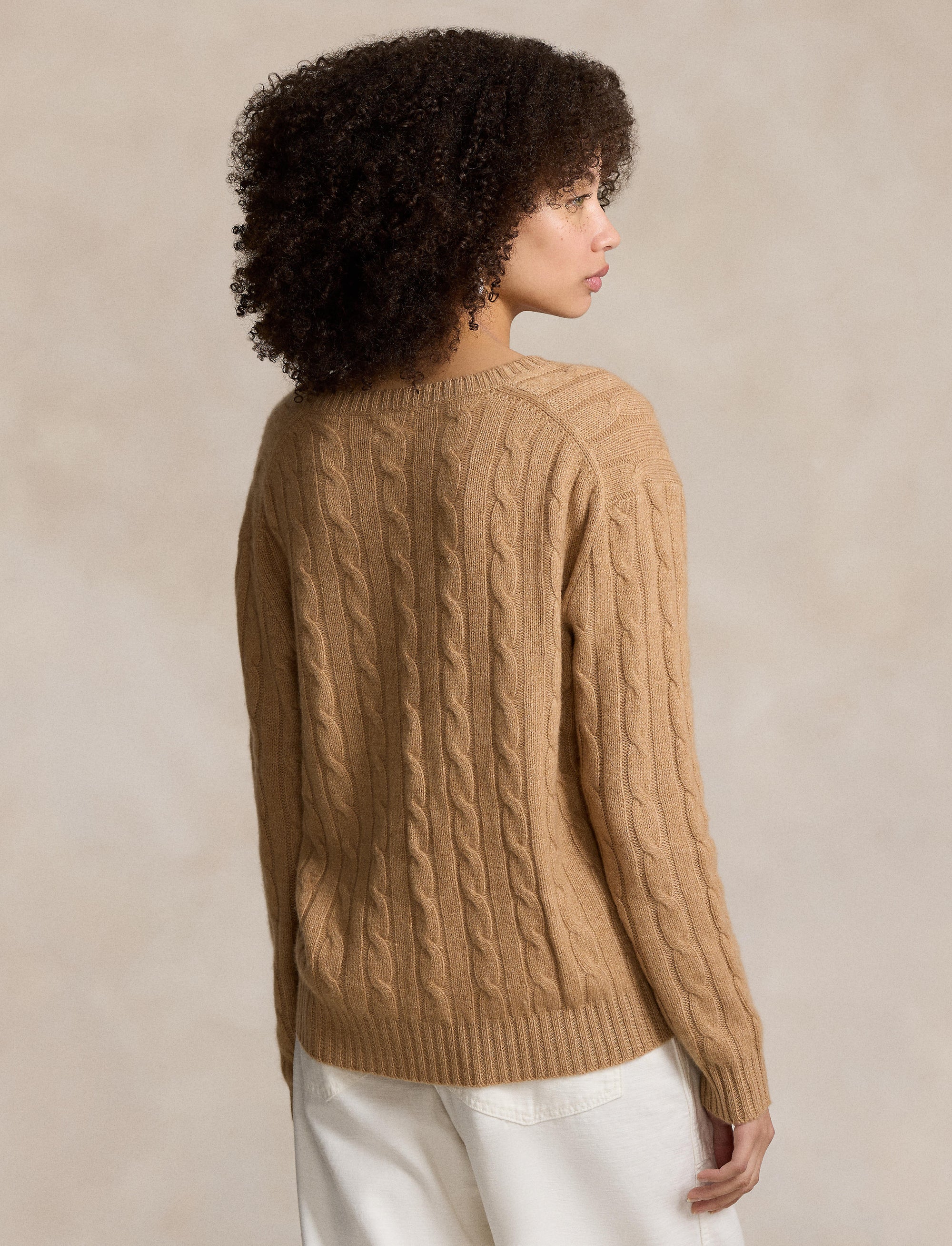 Pull torsadé décontracté en cachemire - Collection Camel Melange