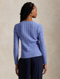 Pull Kimberly col en V torsadé en coton - New Litchfield Blue