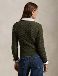 Cardigan torsadé à col rond en coton - Canopy Olive