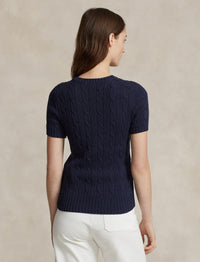 Pull torsadé à manches courtes en coton - Hunter Navy