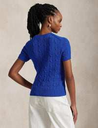 Pull torsadé à manches courtes en coton - Blue Saturn