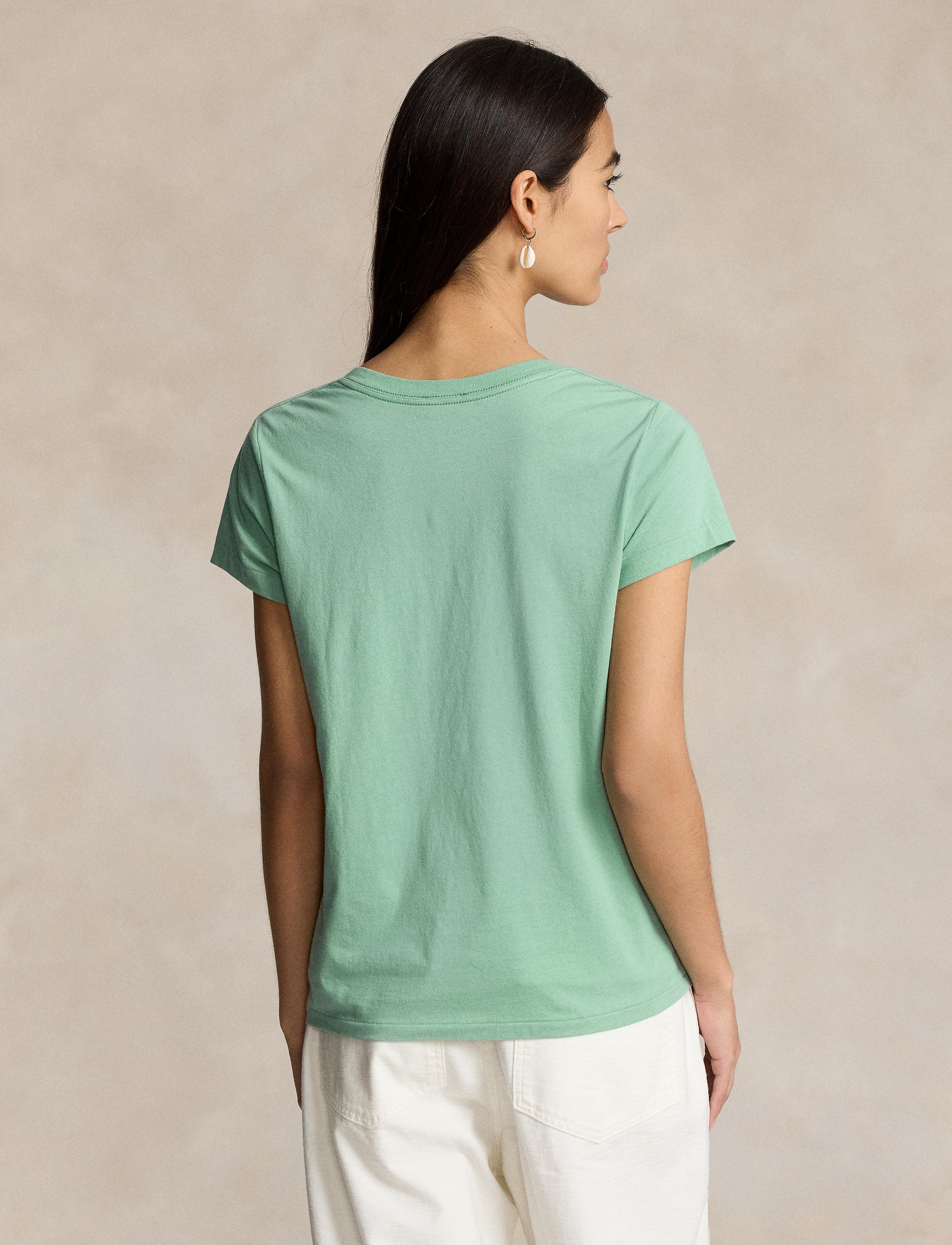 T-shirt col en V en jersey - Essex Green