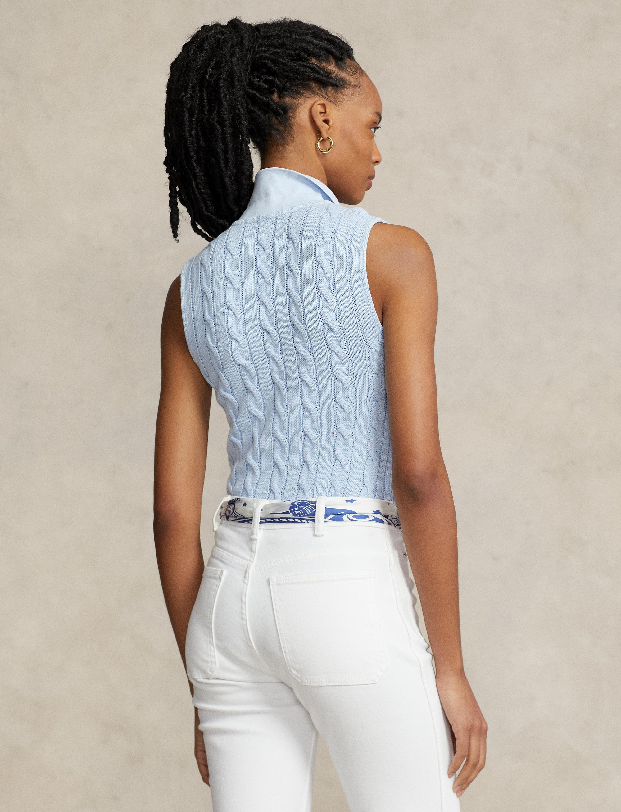 Polo torsadé sans manches - Office Blue