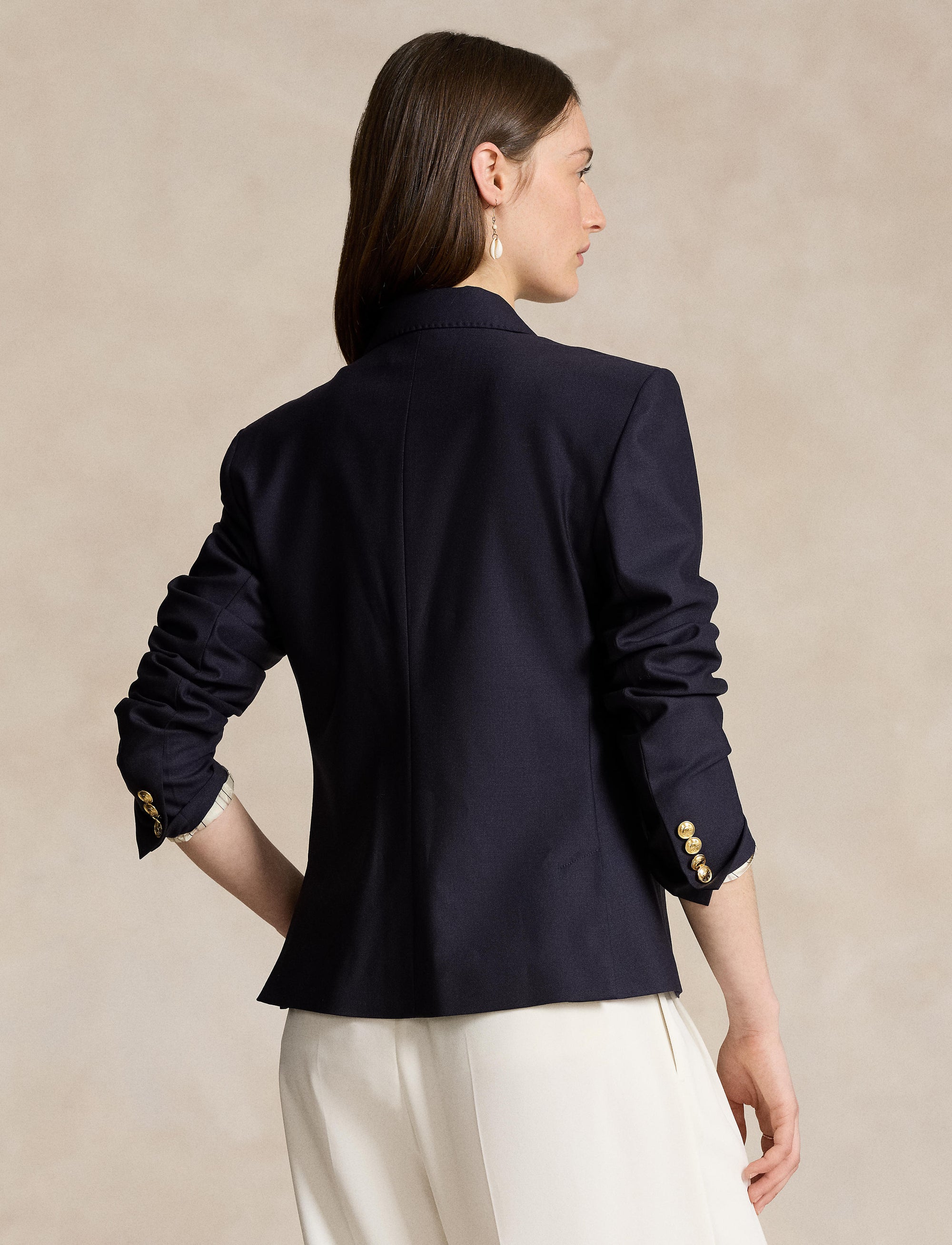 Double-breasted blazer with wool crest - Navy