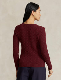 Pull Julianna à torsades en laine et cachemire mélangé - Garnet Red Melange