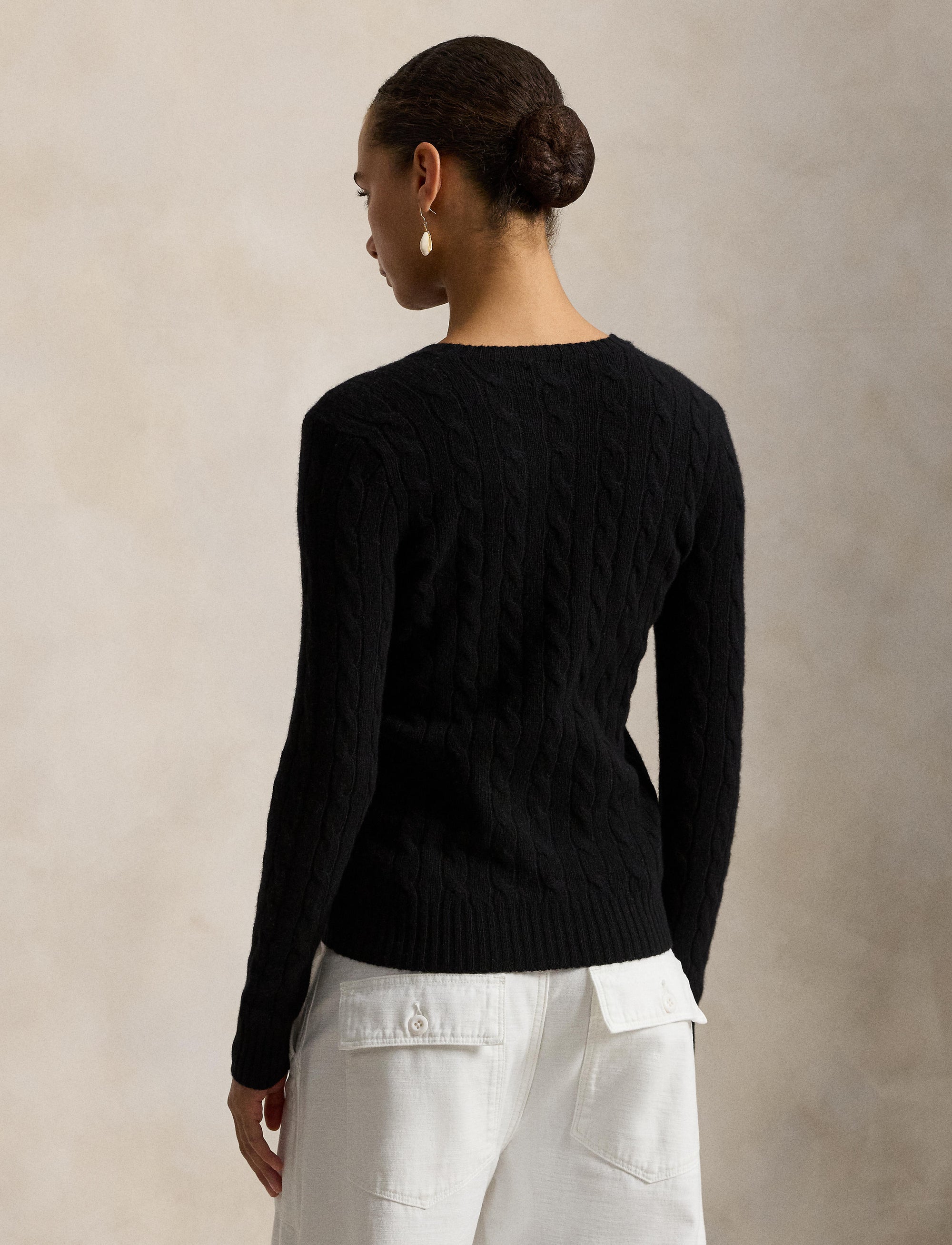 Julianna cable knit jumper in wool and cashmere blend - Polo Black