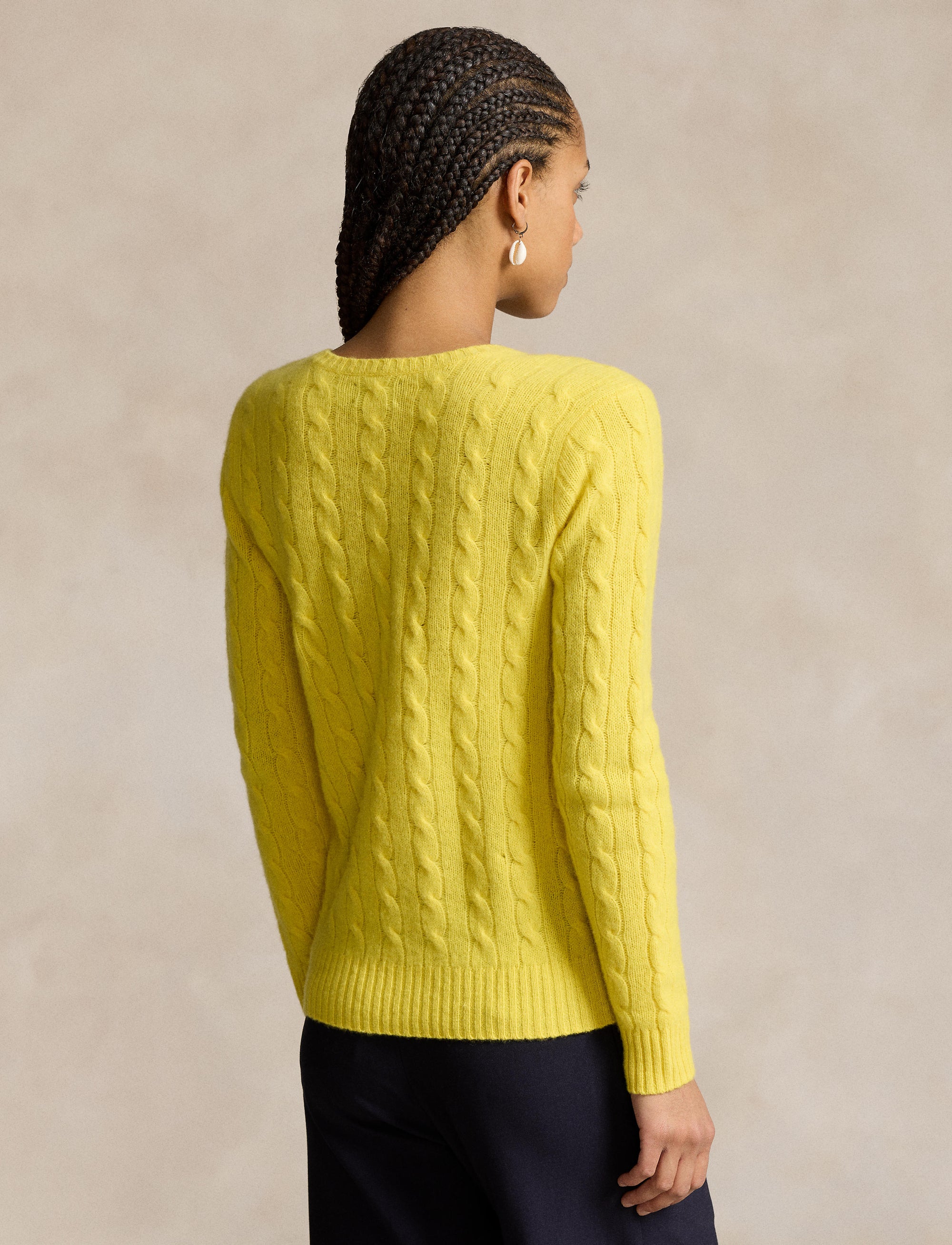 Pull col en V torsadé en laine - Optic Yellow