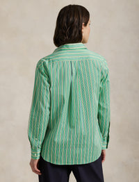 Relaxed Fit Striped Cotton Shirt - Green, Yellow & Multicolour