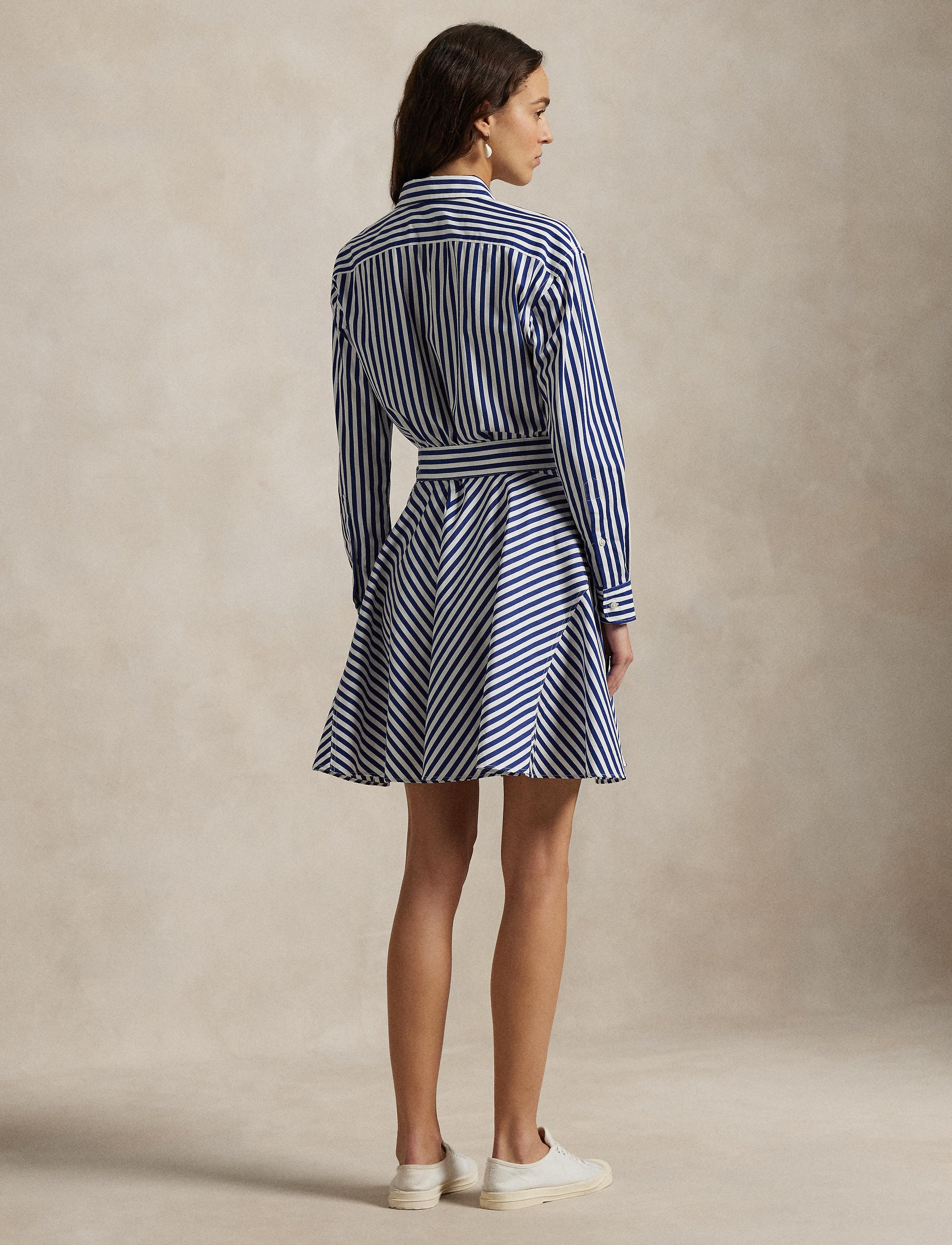 Robe-chemise à pans en coton rayé - Fall Royal & White