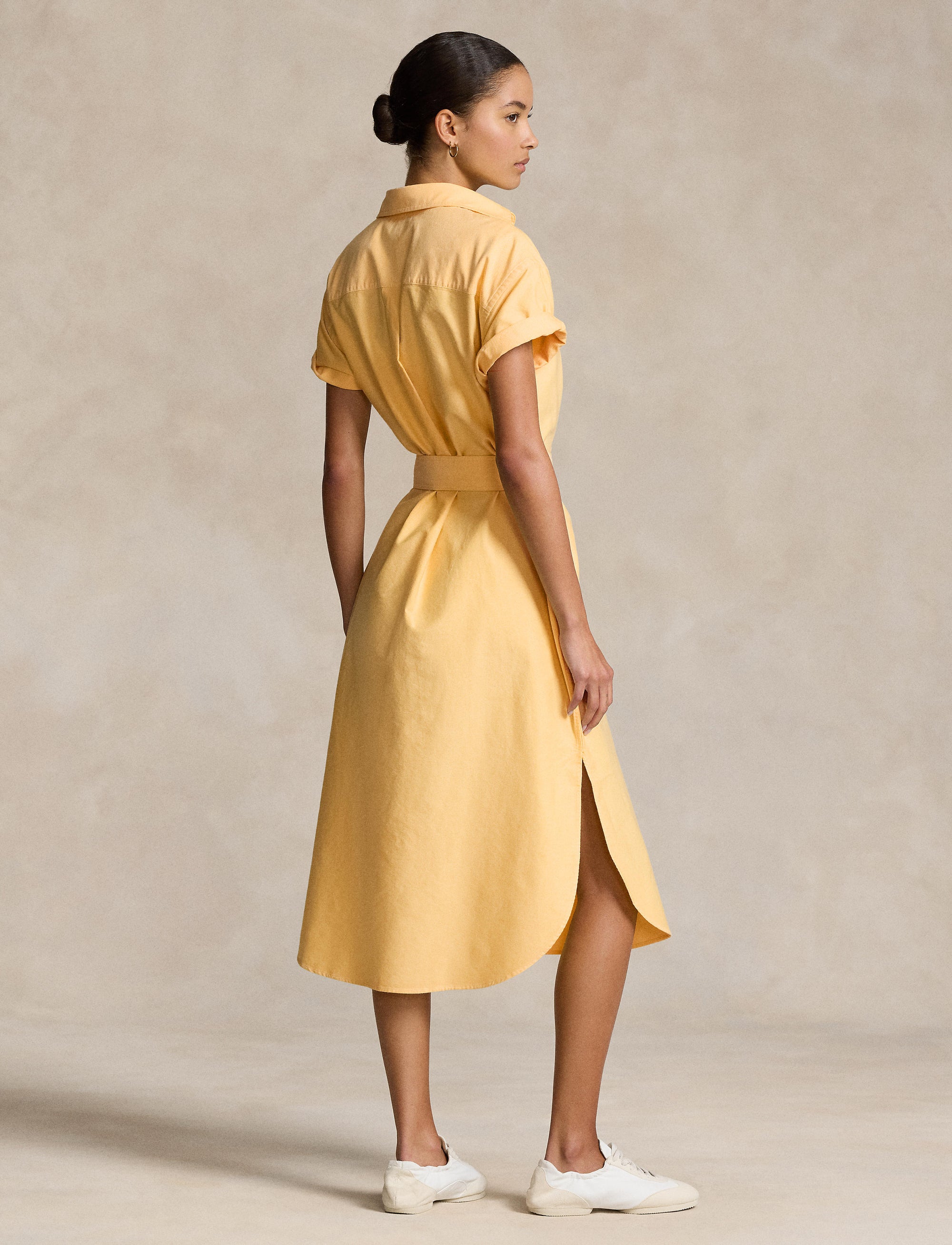 Robe-chemise ceinturée à manches courtes - Yellow