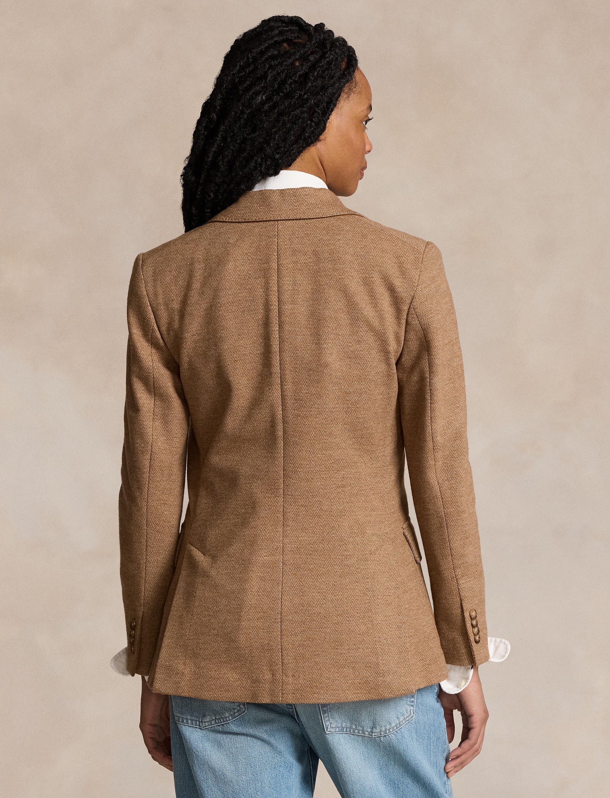 Blazer à chevrons en laine - Tan Herringbone