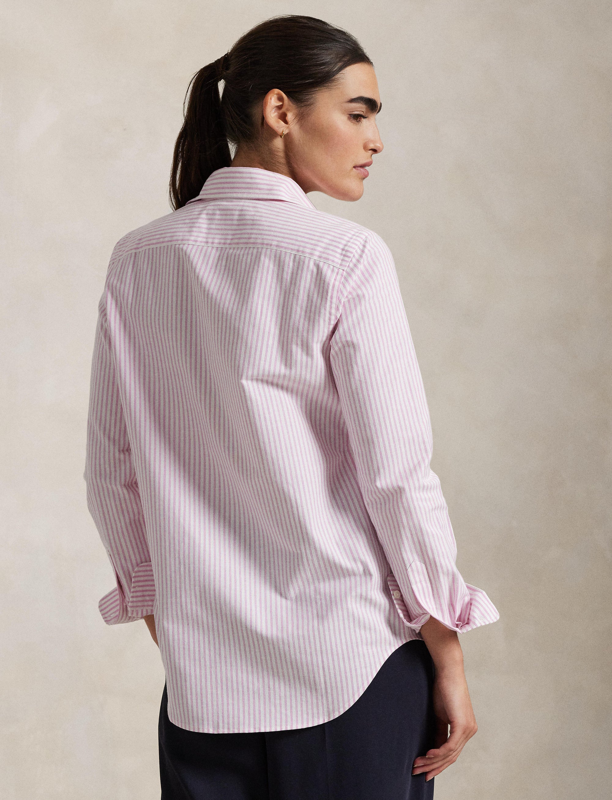 Chemise Oxford rayée Slim Fit stretch - White & Pink