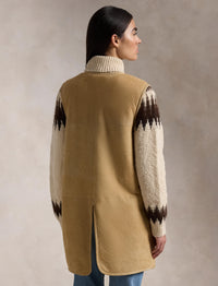 Reversible wool waistcoat - Vintage Saddle-Cream