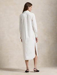 Robe-chemise de smoking en popeline - White