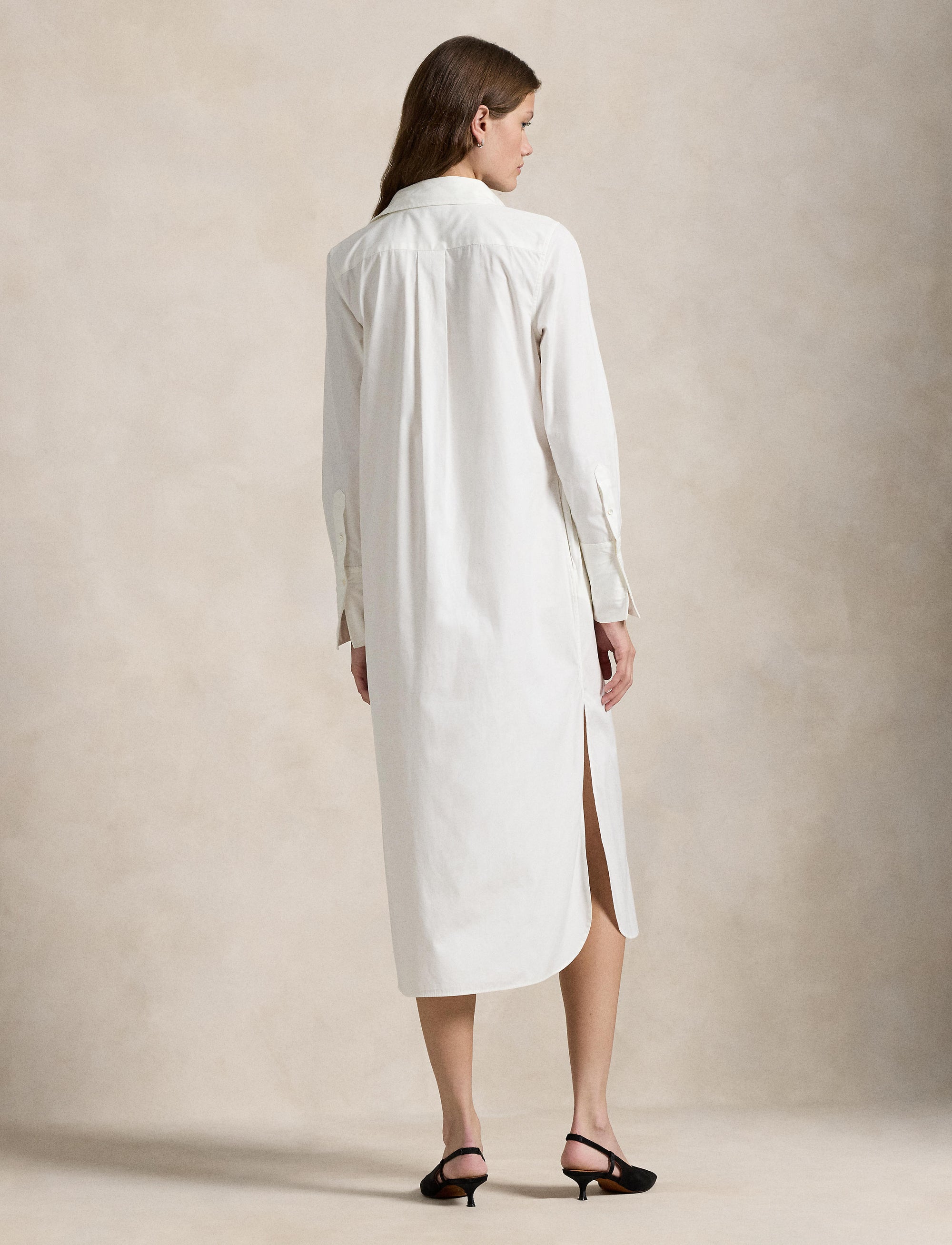Robe-chemise de smoking en popeline - White