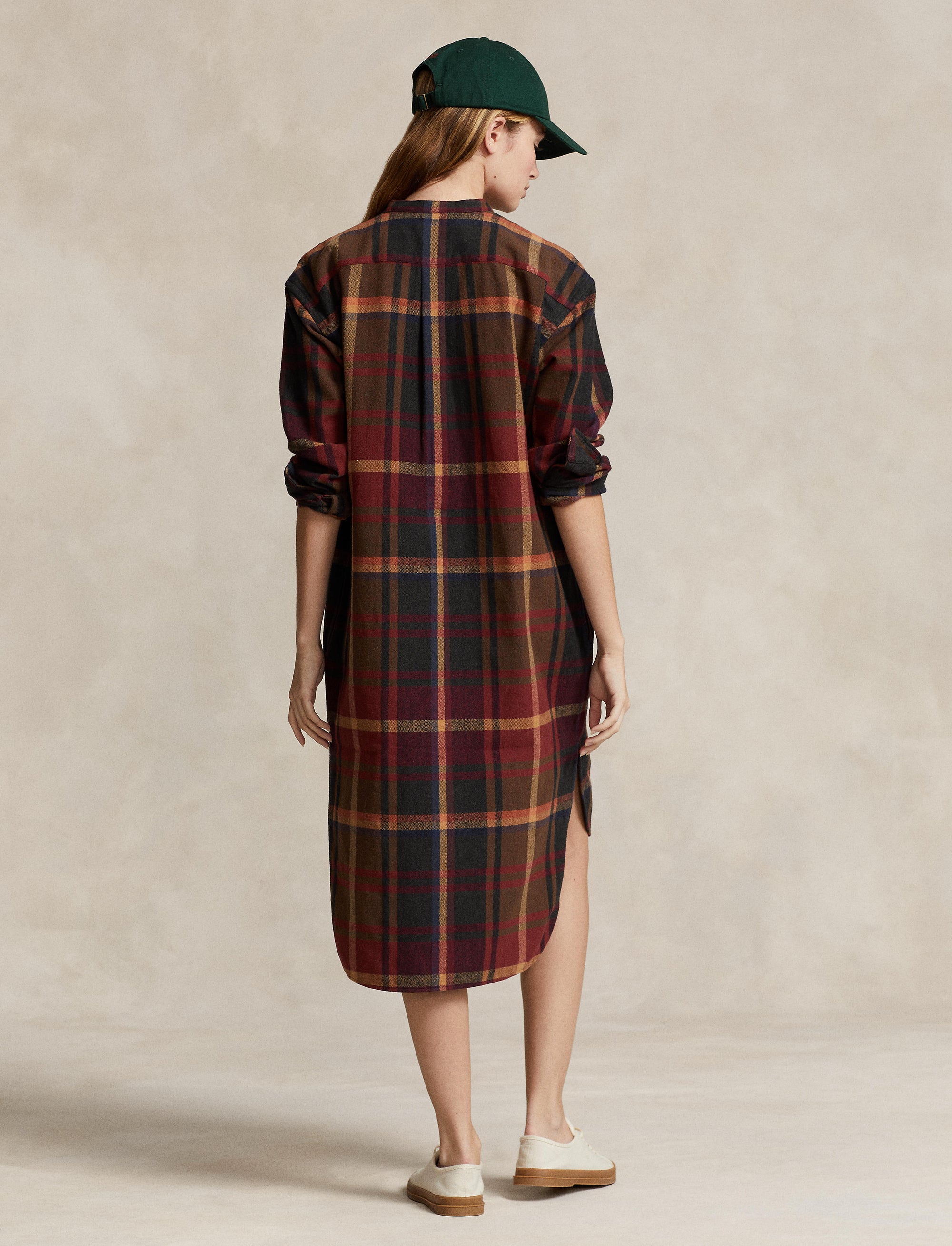 Robe-chemise écossaise en coton  - Red, Multicolore & Fall Plaid