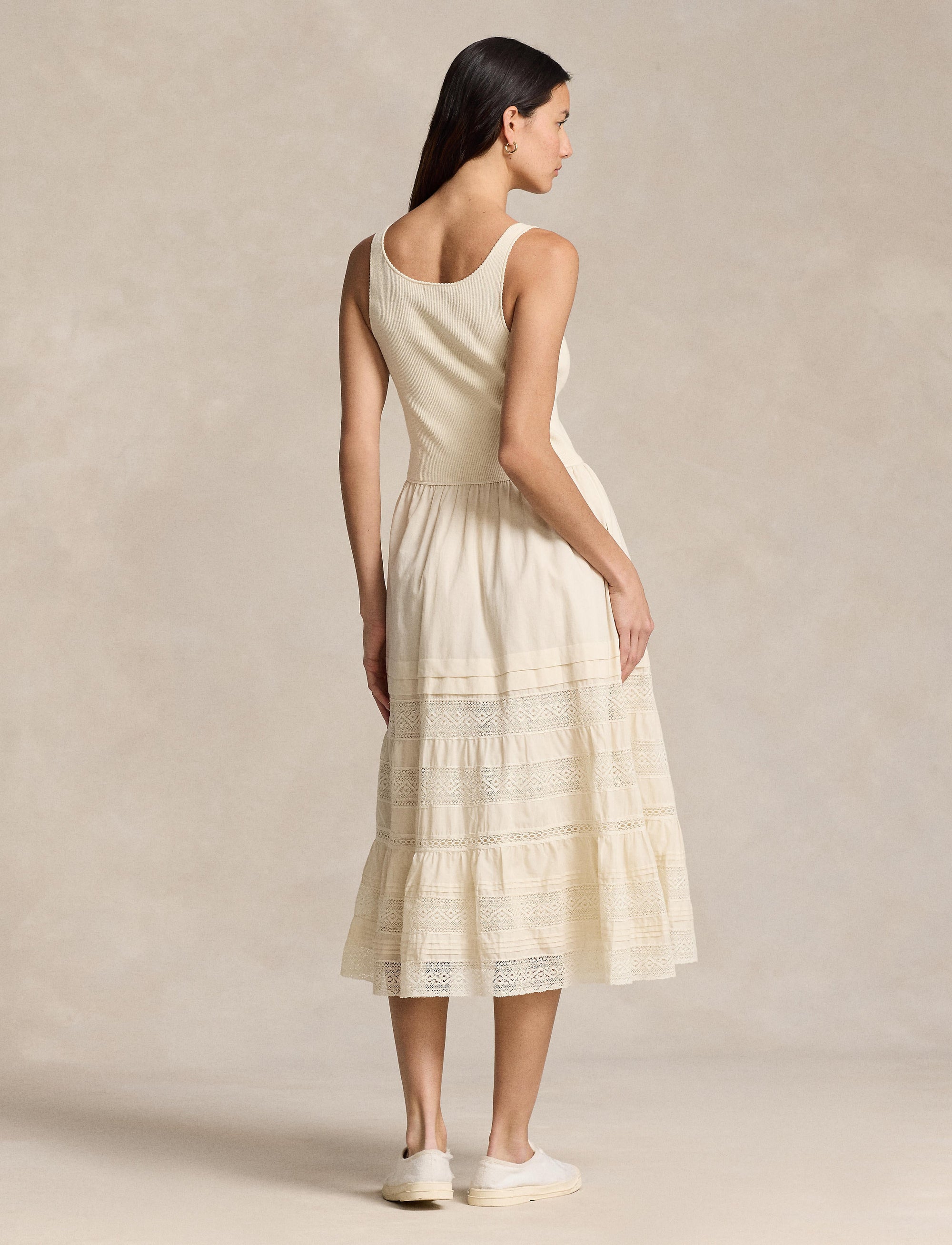 Robe sans manches bordée de dentelle - Antique Cream