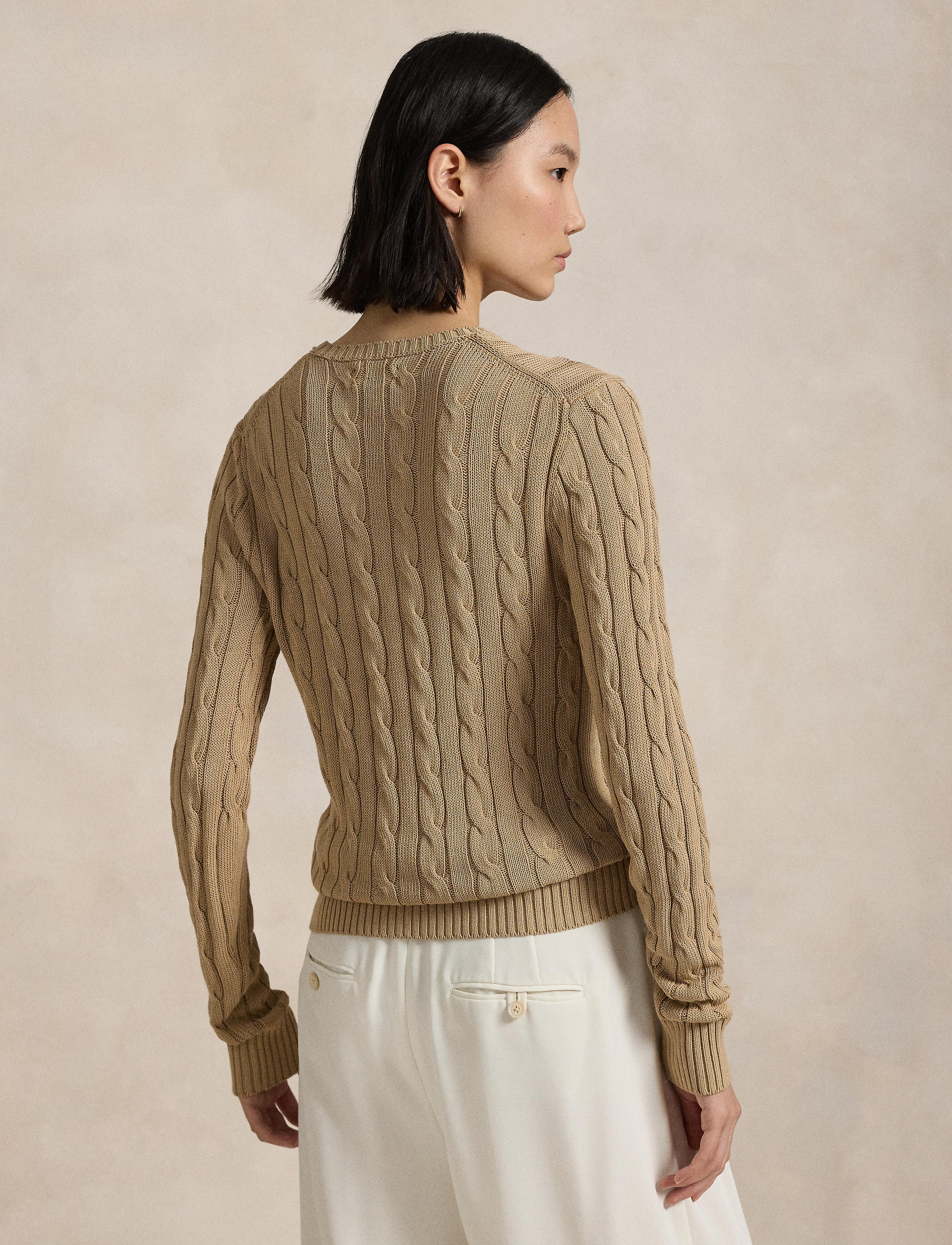Pull col rond torsadé - Tan