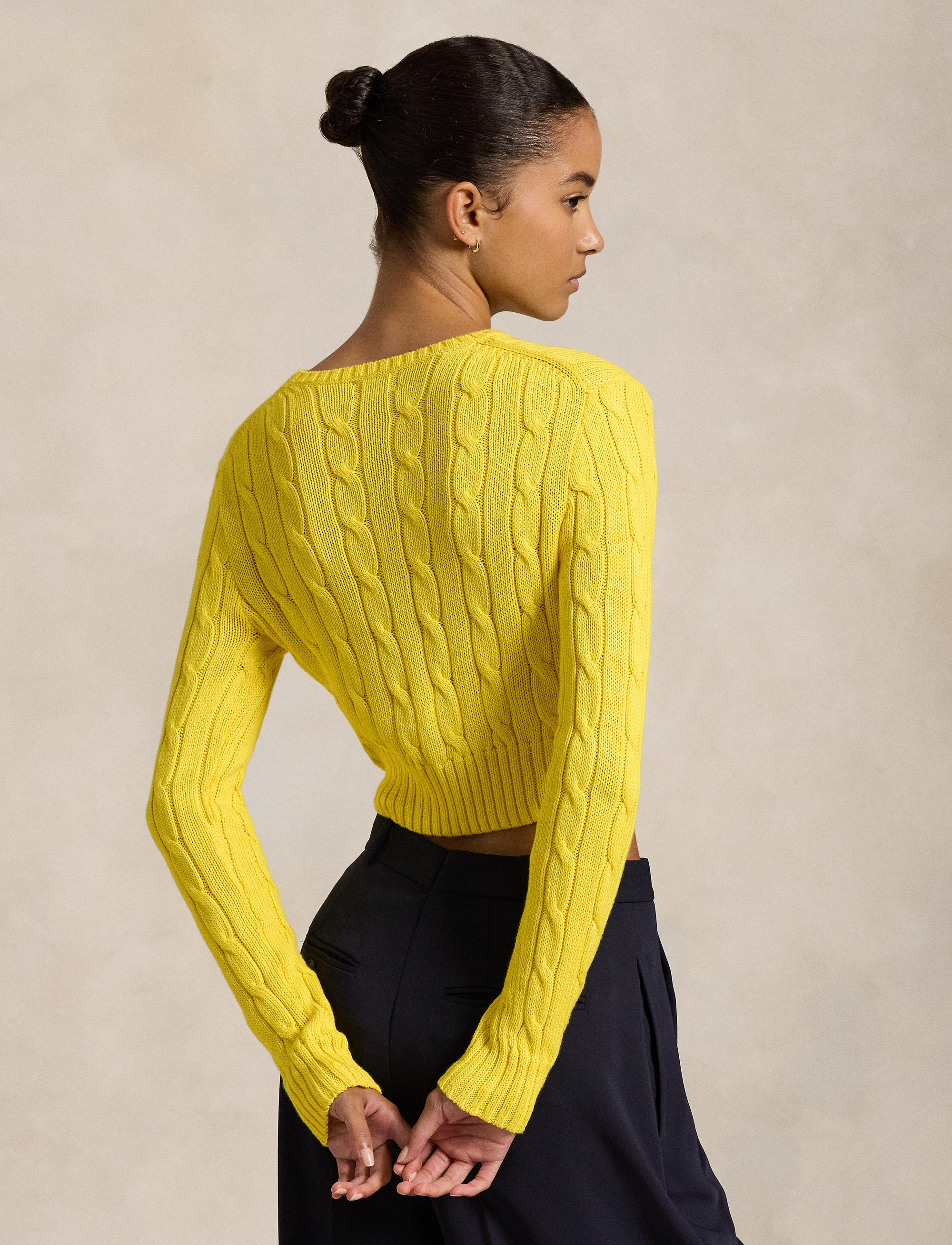 Pull torsadé Cropped Fit en coton - Lemon Crush