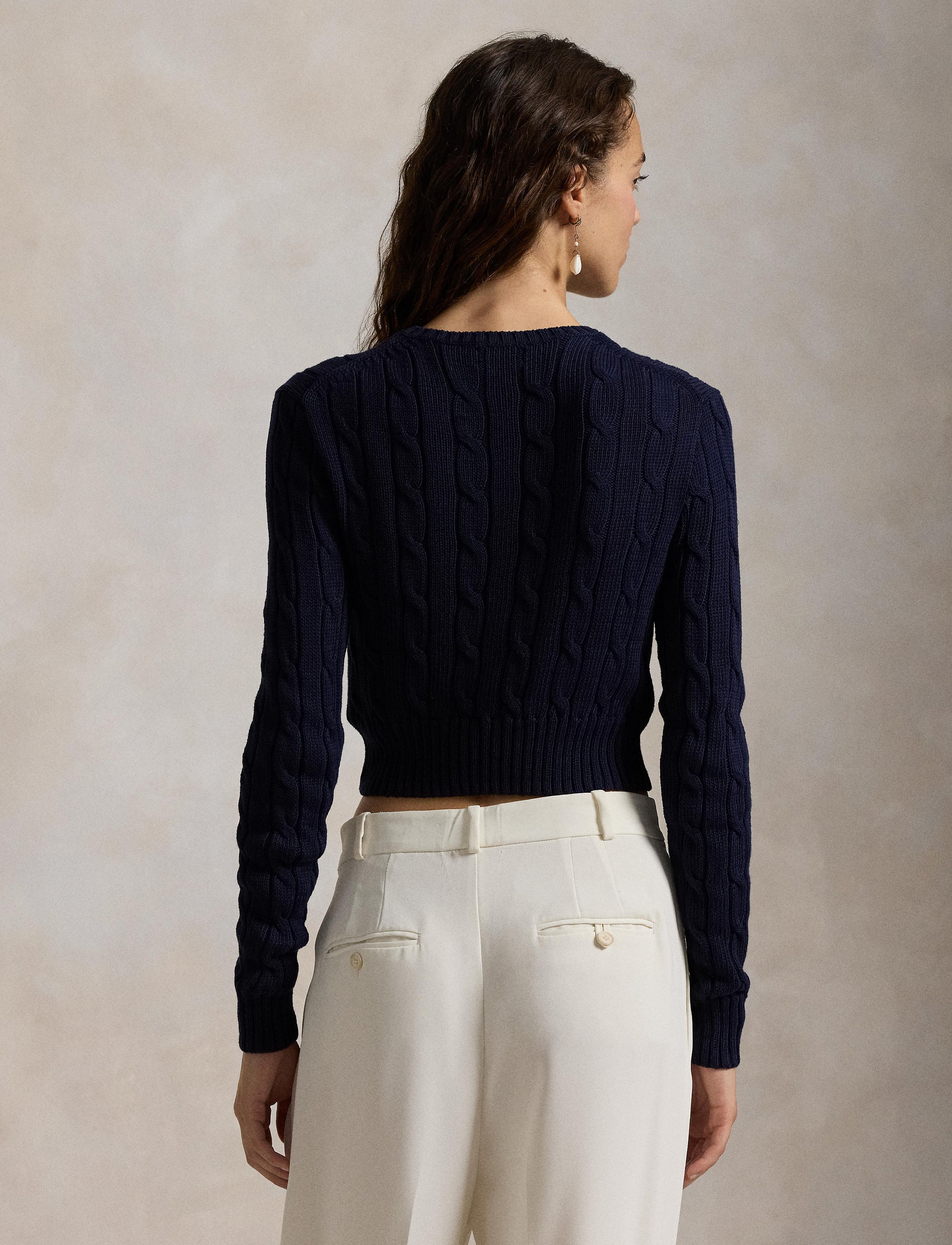 Pull torsadé Cropped Fit en coton - Hunter Navy