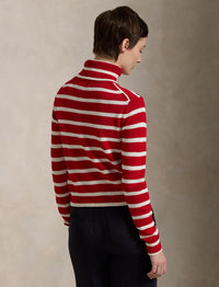 Pull col roulé rayé en coton - Red & Multicolore