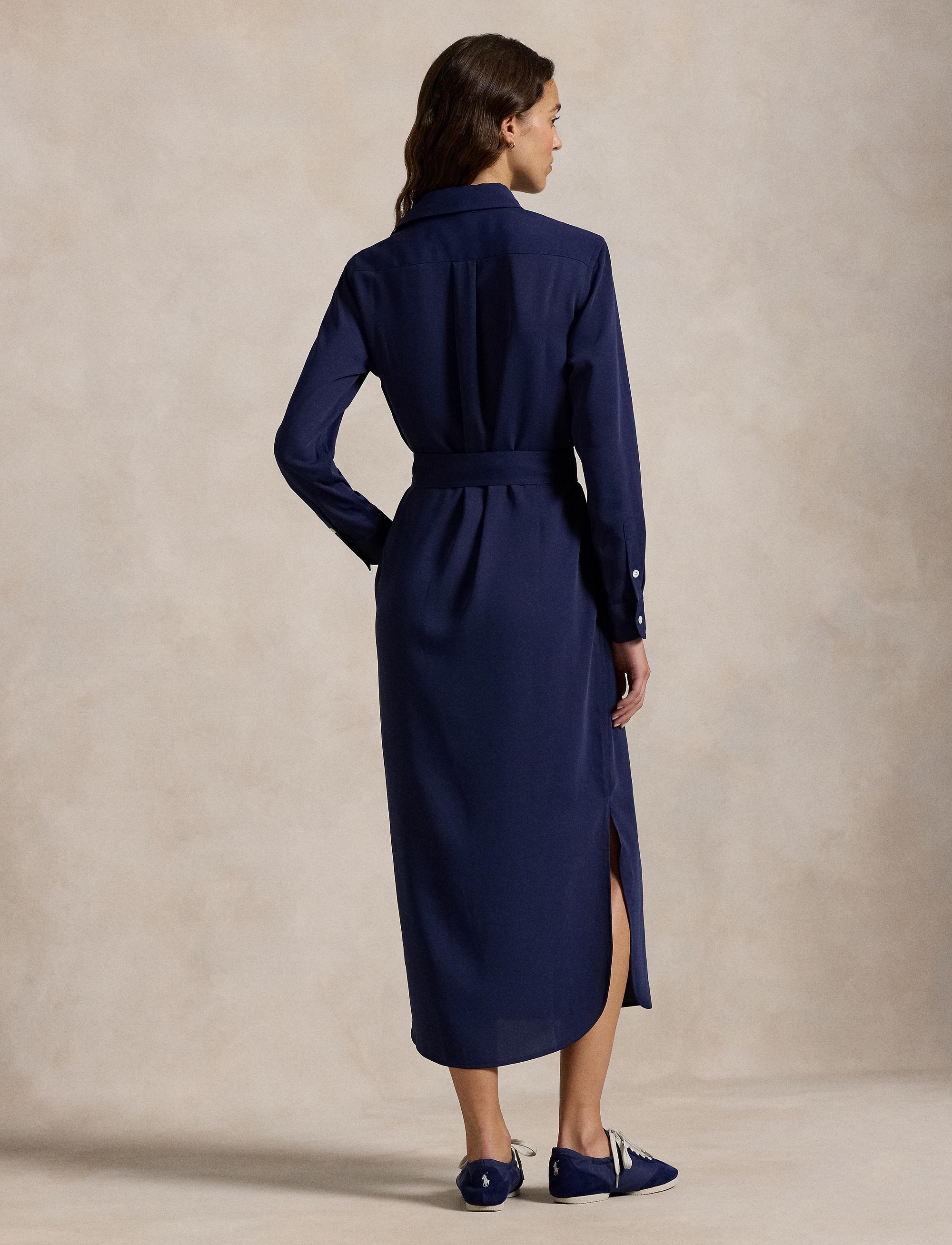 Robe-chemise en satin - Graphic Navy