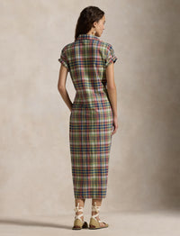 Robe-chemise écossaise en coton - Yellow, Green, Navy, Multicolore & Plaid